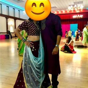 Baby blue and purple Lehenga